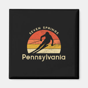 Imán Esquí Vintage Seven Springs Montaña Pennsylvania