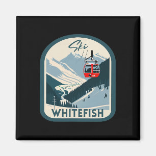 Imán Esquí Whitefish Retro Estilo Vintage Esquí Whitefi