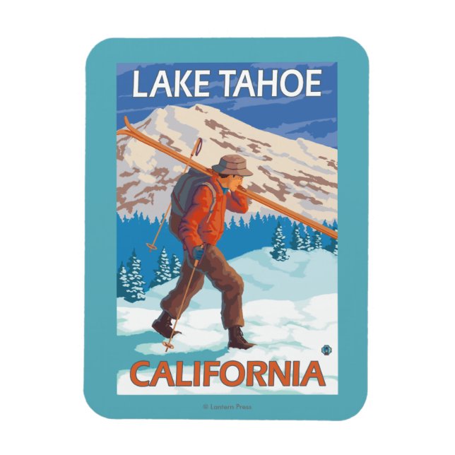 Imán Esquiador con esquís de nieve - Lago Tahoe, Califo (Vertical)