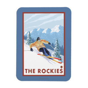 Imán Esquiador de la nieve de Downhhill - los Rockies