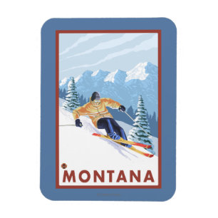 Imán Esquiador de la nieve de Downhhill - Montana