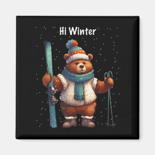 Imán Esquiador de vacaciones de invierno Animal Navidad