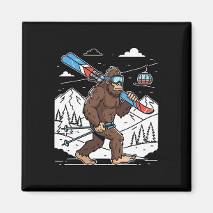 Imán Esquiar Bigfoot Divertido Sasquatch Esquiador Mont