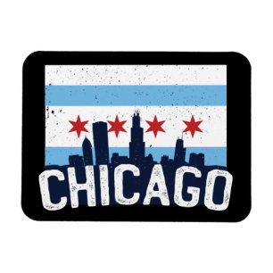 Imán Esquina de Chicago Illinois 4 Estrellas Vintage