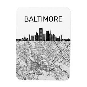 Imán Esquina De La Ciudad De Baltimore Maryland Con Map