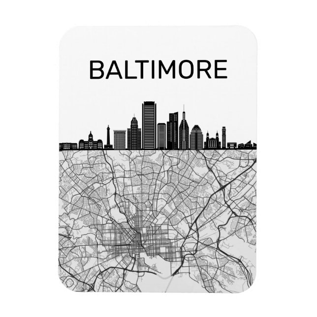 Imán Esquina De La Ciudad De Baltimore Maryland Con Map (Vertical)