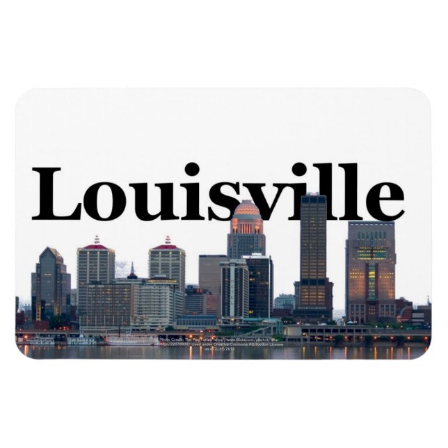 Imán Esquina de Louisville KY con Louisville en el ciel (Horizontal)