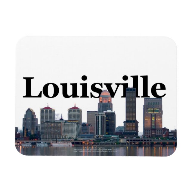 Imán Esquina de Louisville KY con Louisville en el ciel (Horizontal)