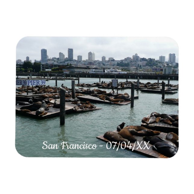 Imán Esquina de San Francisco y Pier 39 Sea Lions City (Horizontal)