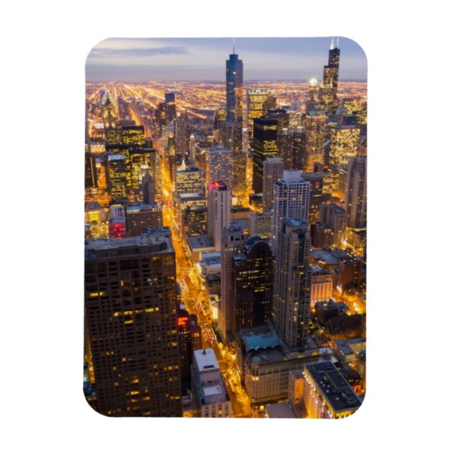 Imán Esquina del centro de Chicago al atardecer (Vertical)