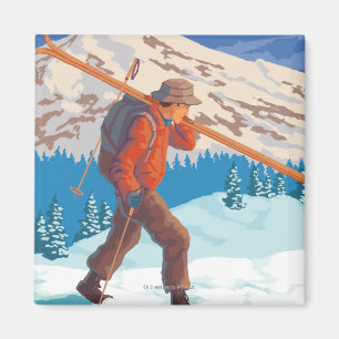 Imán Esquís de la nieve del esquiador que llevan -
