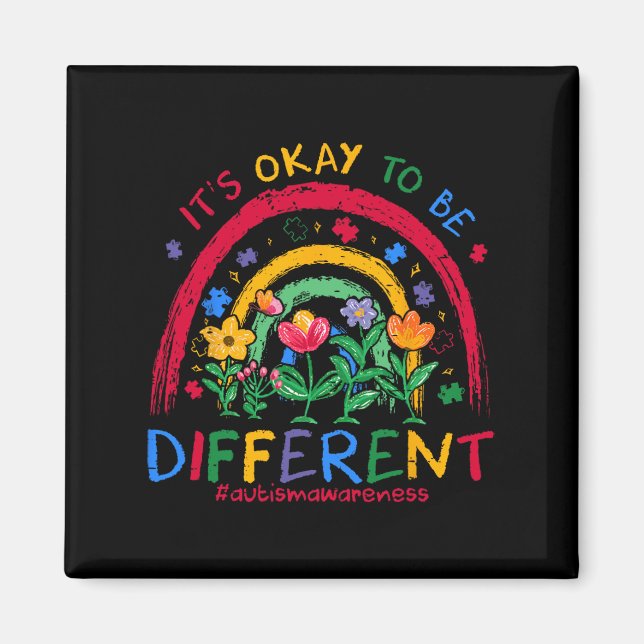 Imán Está bien ser consciente del autismo arcoiris P (Frente)
