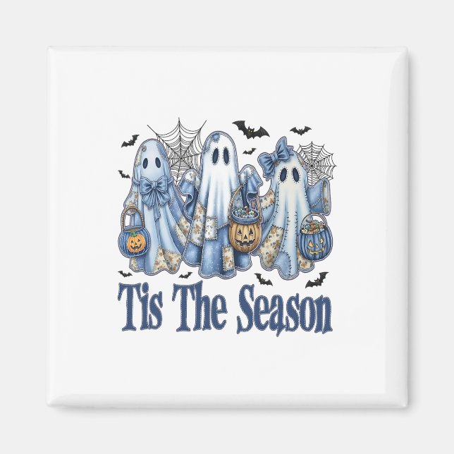 Imán Esta Es La Temporada Azul Patchwork Ghost Pumpkin  (Frente)