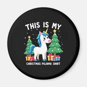 Imán Esta es Mi Camisa de Pijama de Navidad Unicornio P