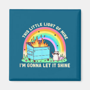 Imán Esta pequeña luz de meme de mapache basurero en ll