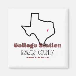 Imán Estación de College, TX Heart Fridge Magnet