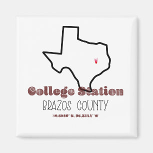 Imán Estación de College, TX Heart Fridge Magnet