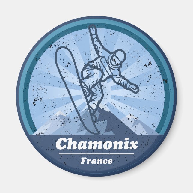 Imán Estación de esquí de Chamonix - Snowboard (Frente)
