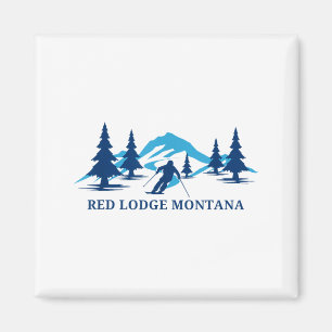 Imán Estación de esquí lodge montana roja esquiador esq