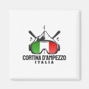 Imán Estación de esquí Retro Cortina D'ampezzo Italia