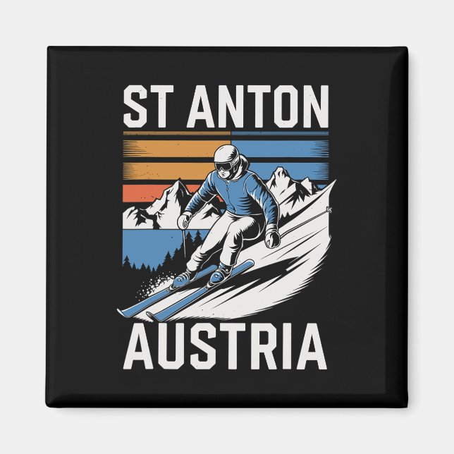 Imán Estación de esquí Retro St Anton Austria (Frente)