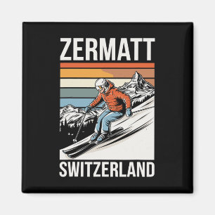 Imán Estación de esquí Retro Zermatt Suiza