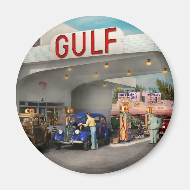 Imán Estación de Gas - El gran viaje por carretera esta (Frente)