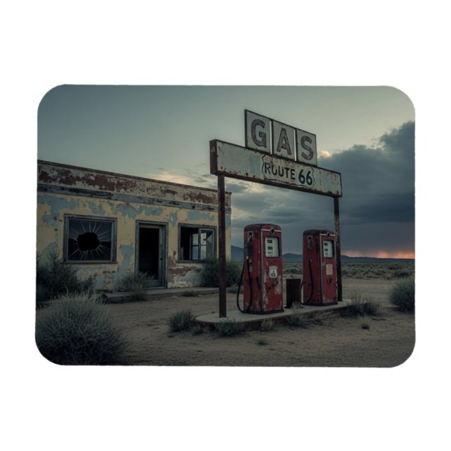 Imán Estación de servicio de la Ruta 66 (Horizontal)