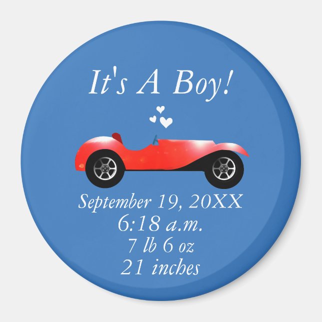 Imán Estadísticas de natalidad Regalos clásicos de coch (Frente)