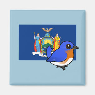 Imán Estado Birdorable de Nueva York: Bluebird del este