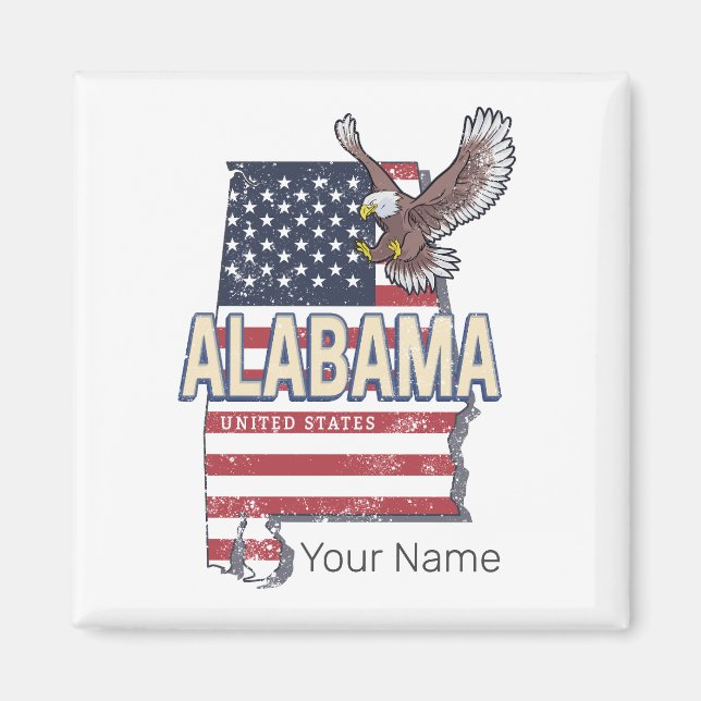 Imán Estado de Alabama Estados Unidos Mapa de Retro Vin (Frente)