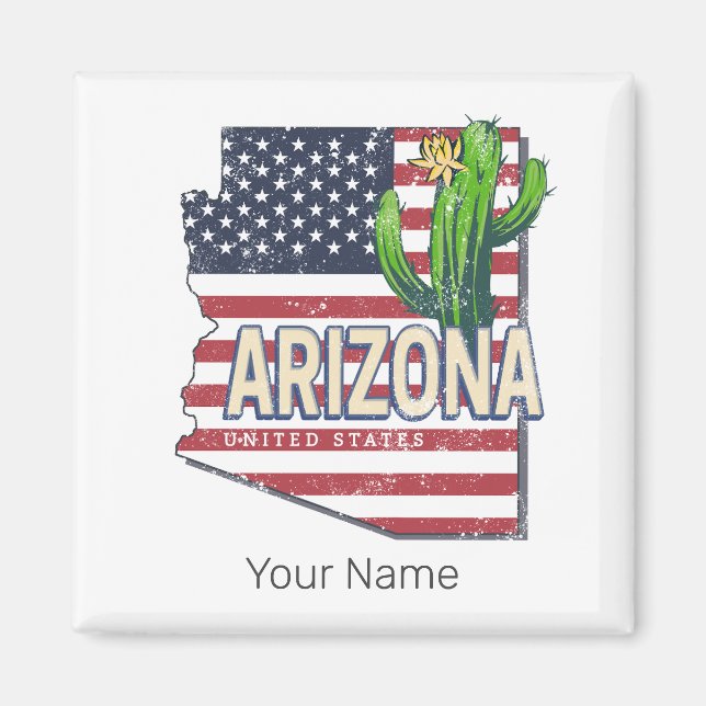 Imán Estado de Arizona Estados Unidos Mapa de Retro Vin (Frente)