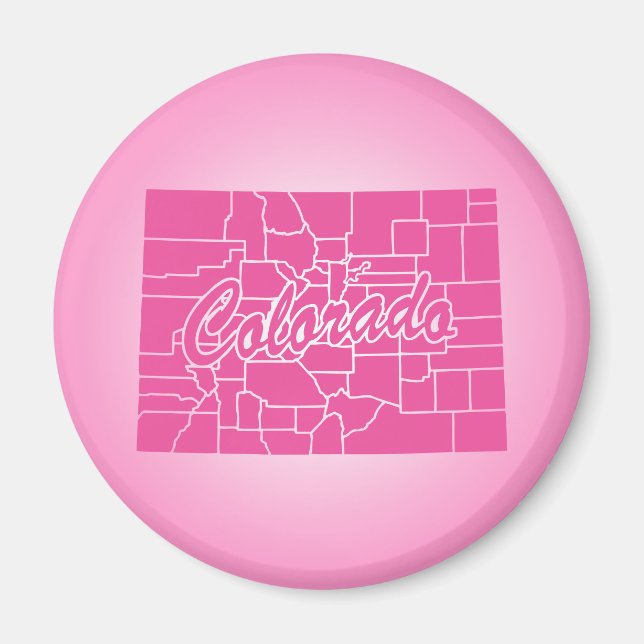 Imán Estado de Colorado Magneto Rosa (Frente)