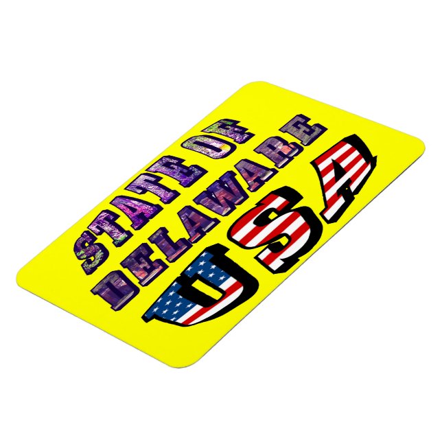 Imán Estado de Delaware Estados Unidos Photo & Flag Tex (Lado Izquierdo)