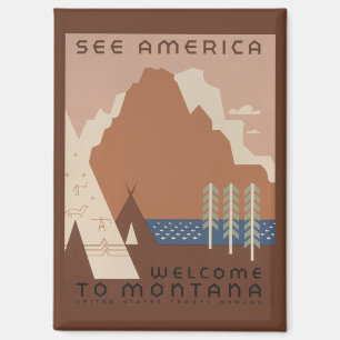 Imán Estado de Montana: tribus indias, montañas, prader