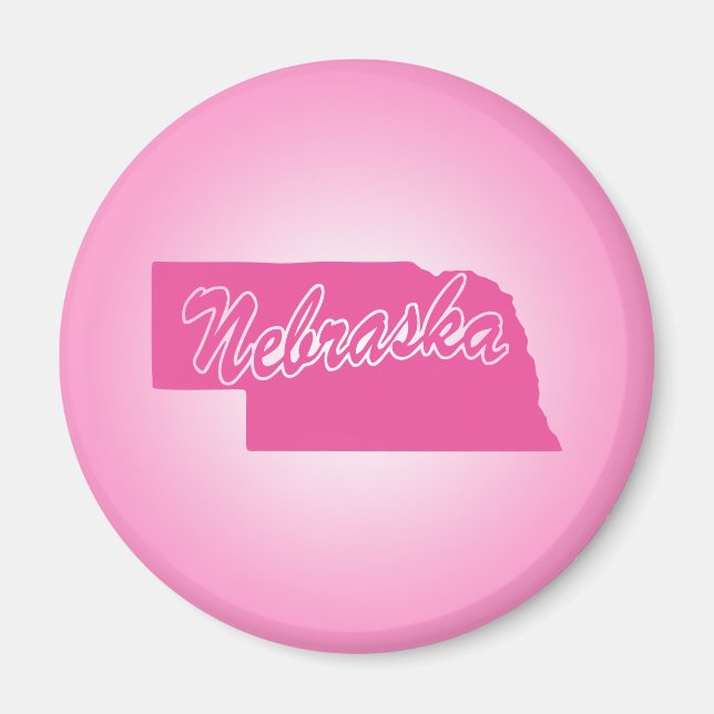 Imán Estado de Nebraska Magneto Rosa (Frente)