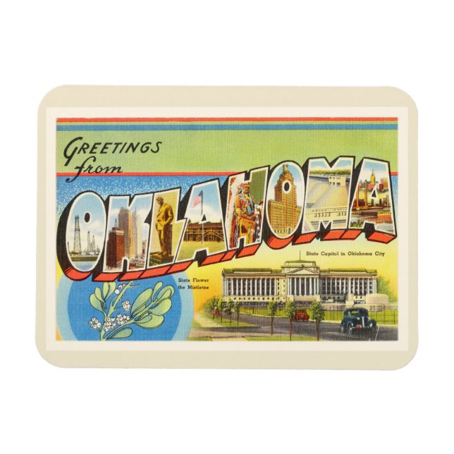 Imán Estado de Oklahoma OK Antiguo recuerdo de viajes d (Horizontal)