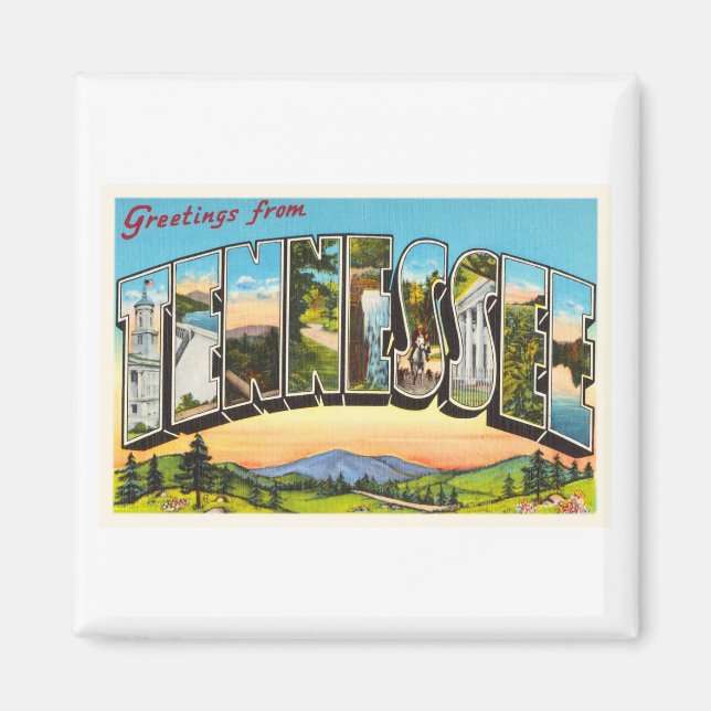 Imán Estado de Tennessee TN Antiguo recuerdo de viajes  (Frente)