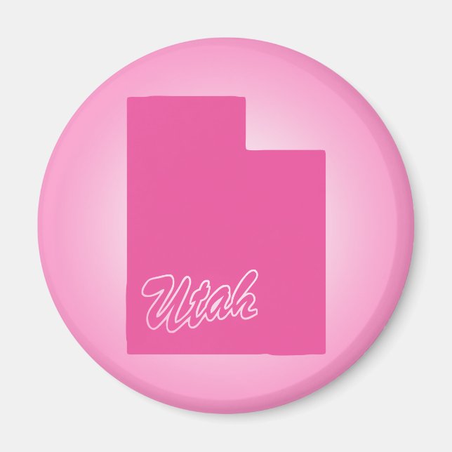 Imán Estado de Utah Magneto Rosa (Frente)