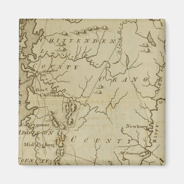 Imán Estado de Vermont dibujado y grabado (Frente)