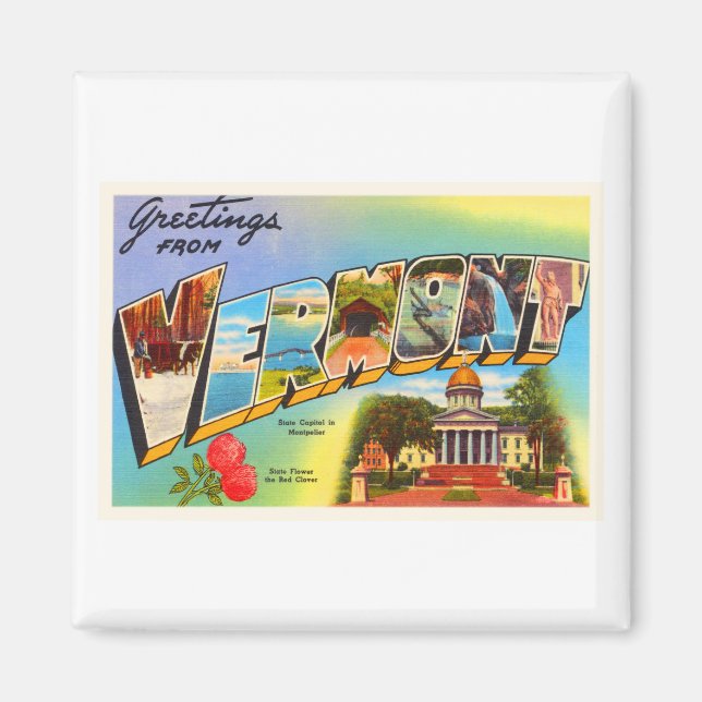 Imán Estado de Vermont VT Viejo recuerdo de viajes de é (Frente)
