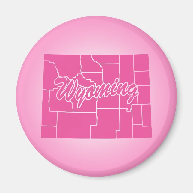 Imán Estado de Wyoming Magneto Rosa (Frente)