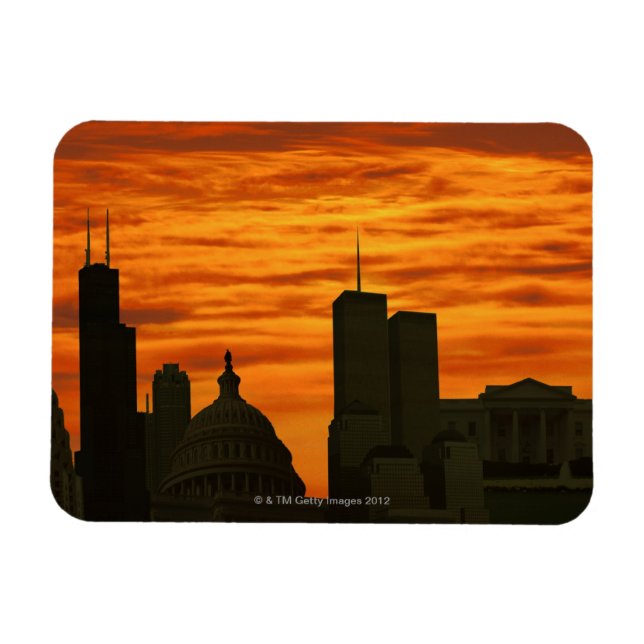 Imán Estados Unidos, Washington DC, Casa Blanca y comer (Horizontal)