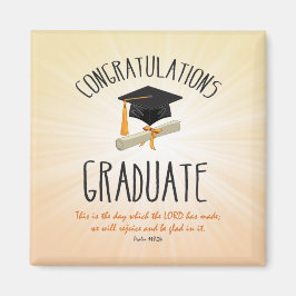 Imán Estallido de oro de graduación religiosa con gorro
