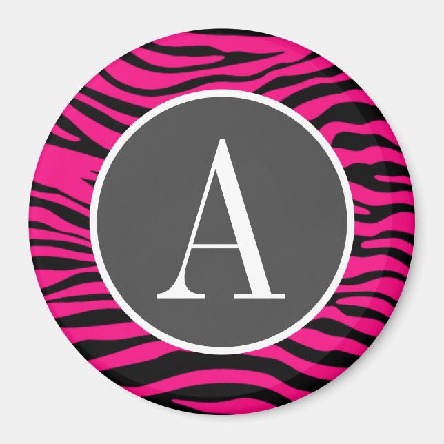Imán Estampado Animal Cebra Rosa Brillante (Frente)