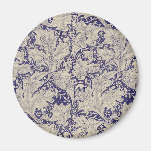 Imán Estampado de Alhelí de William Morris Azul Antiguo