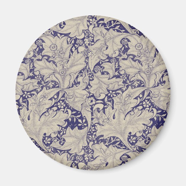 Imán Estampado de Alhelí de William Morris Azul Antiguo (Frente)