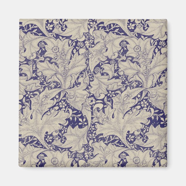 Imán Estampado de Alhelí de William Morris Azul Antiguo (Frente)