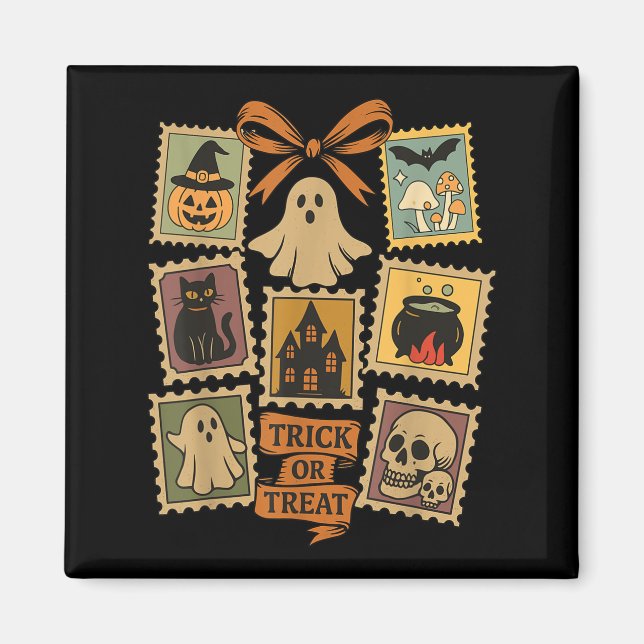 Imán Estampado de Halloween retro Iconos Gracioso sello (Frente)