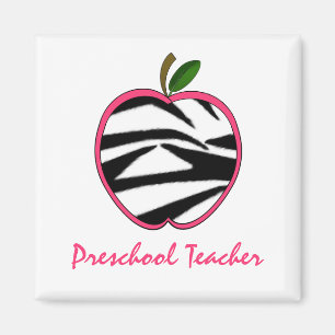 Imán Estampado de zebra preescolar Apple del profesor